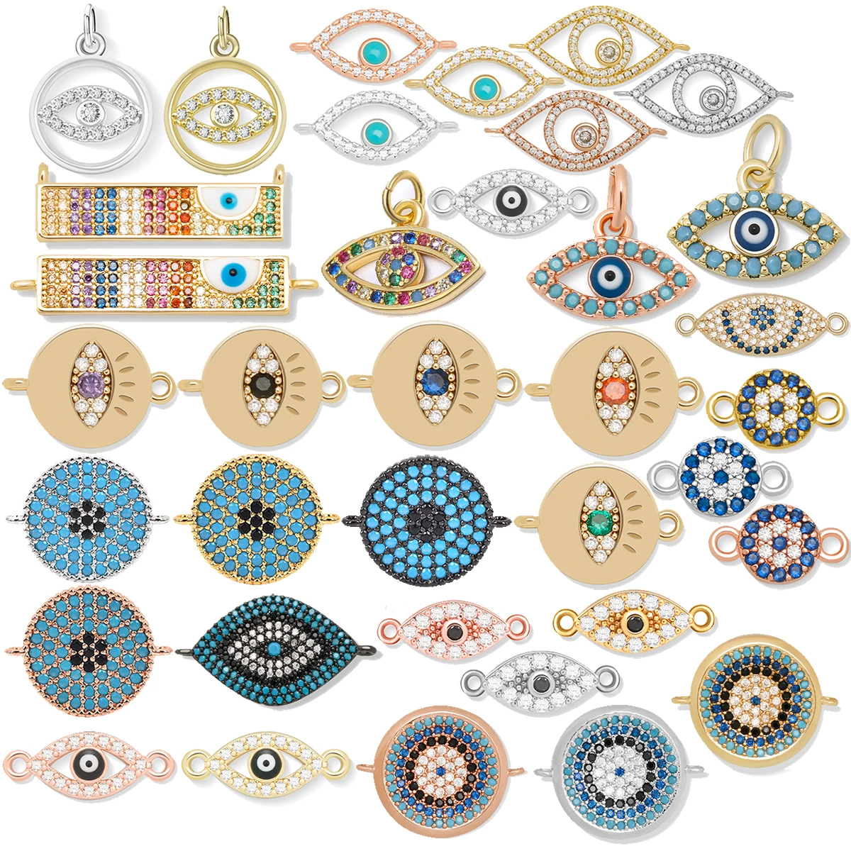 Shiny Colorful Zirconia Evil Eye Charm Connector Gold-plated Brass Jewelry Findings For Bracelet Necklace Making DIY Accessories
Shiny Colorful Zirconia Evil Eye Charm Connector Gold-plated Brass Jewelry Findings For Bracelet Necklace Making DIY Accessories