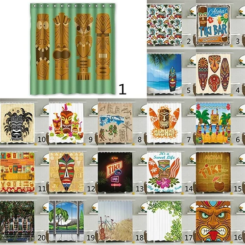 Водонепроницаемая занавеска для душа Tiki из полиэстера, занавеска для душа в ванную комнату с крючками
Водонепроницаемая занавеска для душа Tiki из полиэстера, занавеска для душа в ванную комнату с крючками