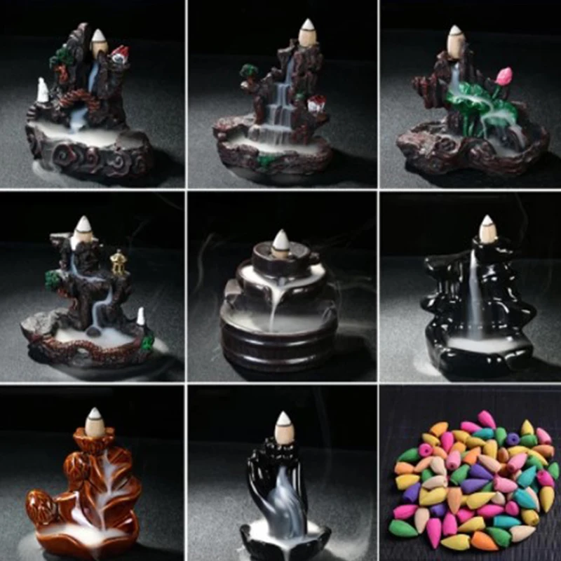 1Pc Durable Backflow Incense Burner Waterfall Ceramic Smoke Censer Handicraft Home Decor | Дом и сад