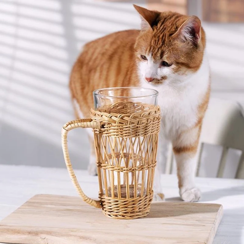 Handmade Rattan Korean Retro Creative Cup Braided Kettle Handle to Send Glass Water Cup Table Decoration 
Handmade Rattan Korean Retro Creative Cup Braided Kettle Handle to Send Glass Water Cup Table Decoration