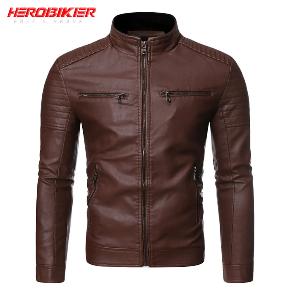 Мотоциклетная куртка HEROBIKER из искусственной кожи в стиле ретро Мужская