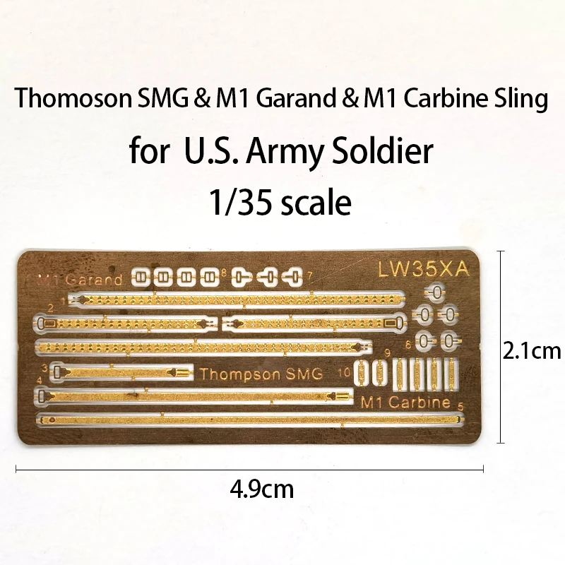 

1/35 армейский солдат США Thomoson SMG & M1 Garand & M1 карбиновый строп, 1 шт. травленный лист, упаковка, модель, сцена, аксессуар