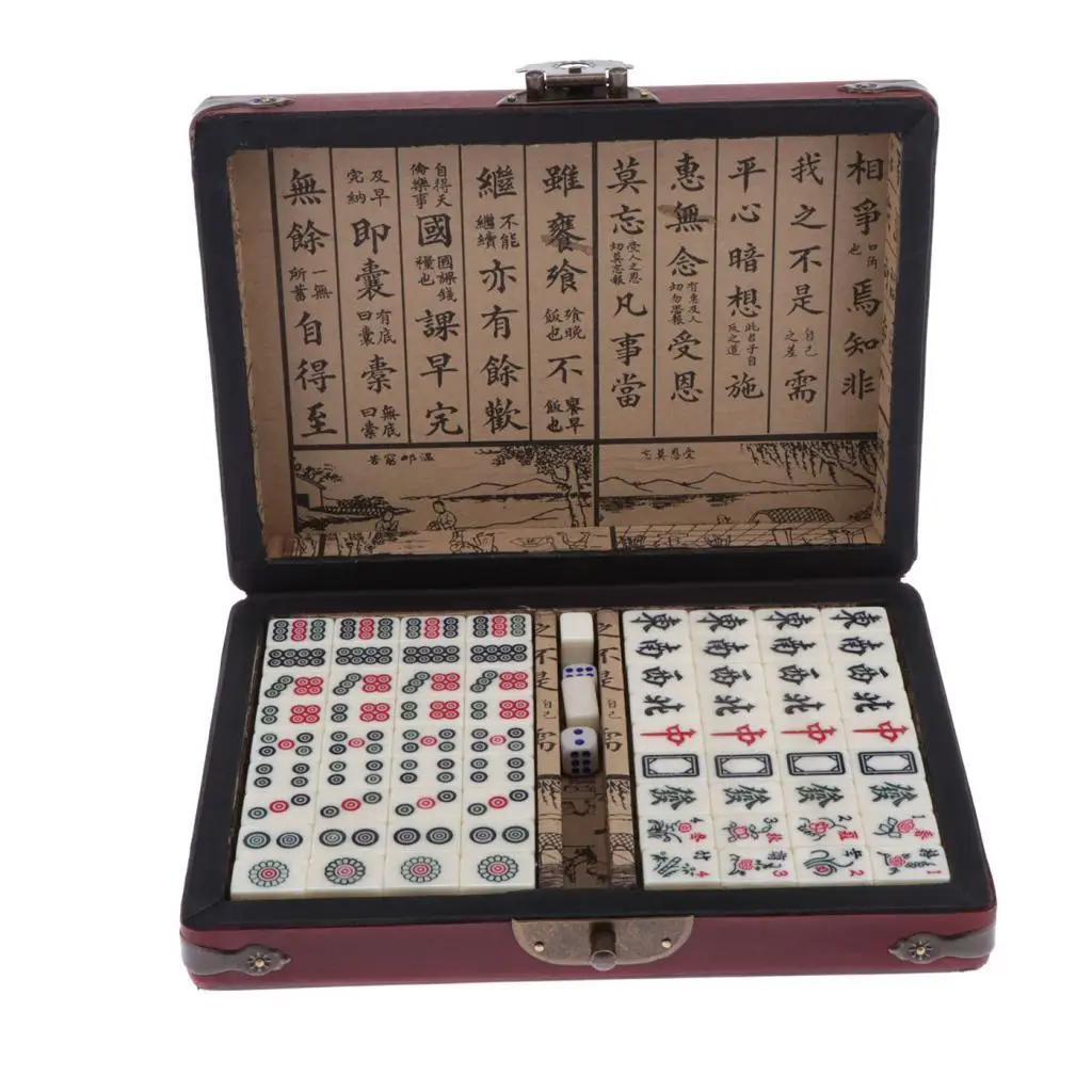Mini Mahjong Traditional Chinese Version Game Set with Portable Wodoen Box Mah-Jongg Travel Family Leisure Time
Mini Mahjong Traditional Chinese Version Game Set with Portable Wodoen Box Mah-Jongg Travel Family Leisure Time