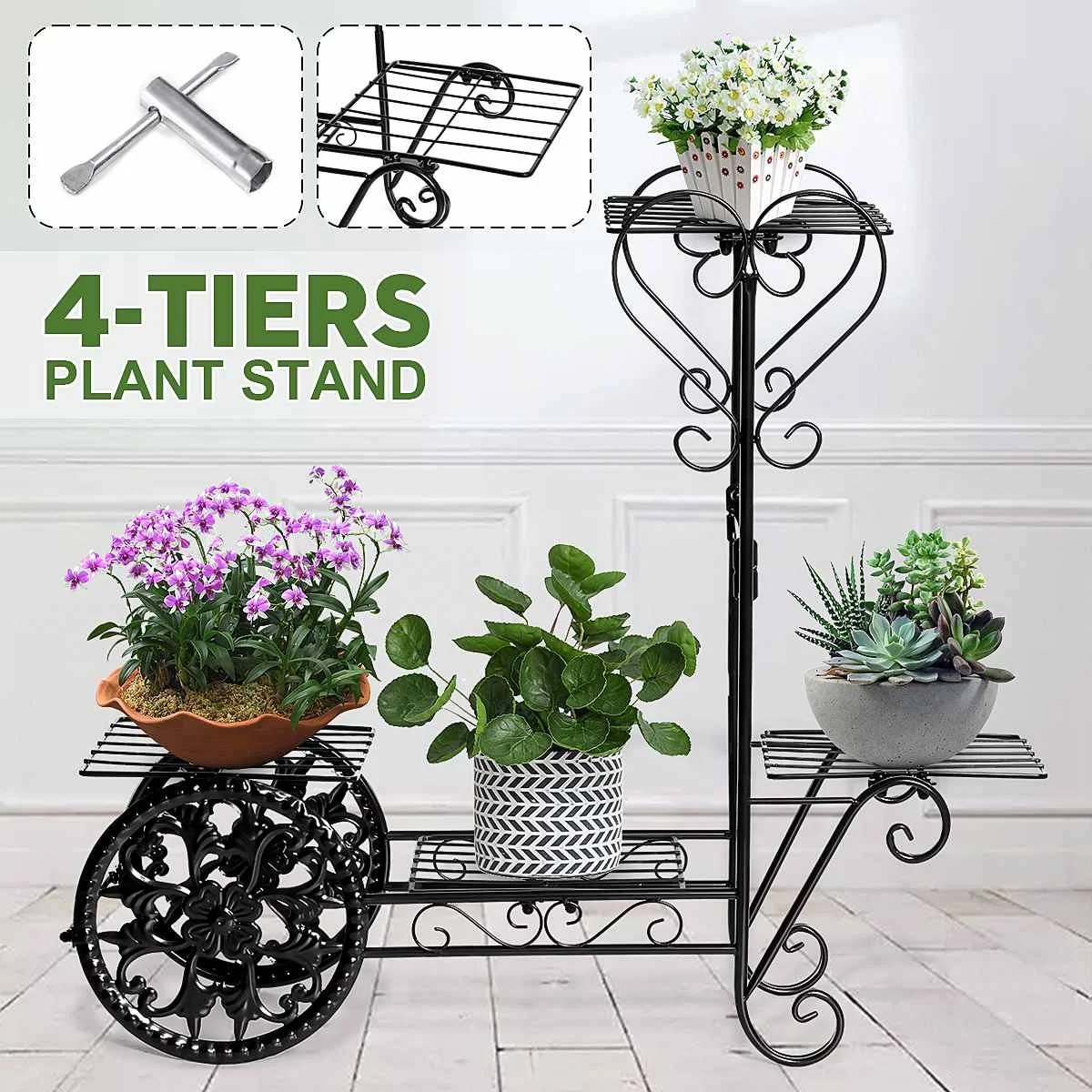 4 Spotted Metal Flower Rack Plant Stand Flower Stand Shelves Bonsai Display Shelf Yard Garden Patio Balcony Pot Plant Stand
4 Spotted Metal Flower Rack Plant Stand Flower Stand Shelves Bonsai Display Shelf Yard Garden Patio Balcony Pot Plant Stand