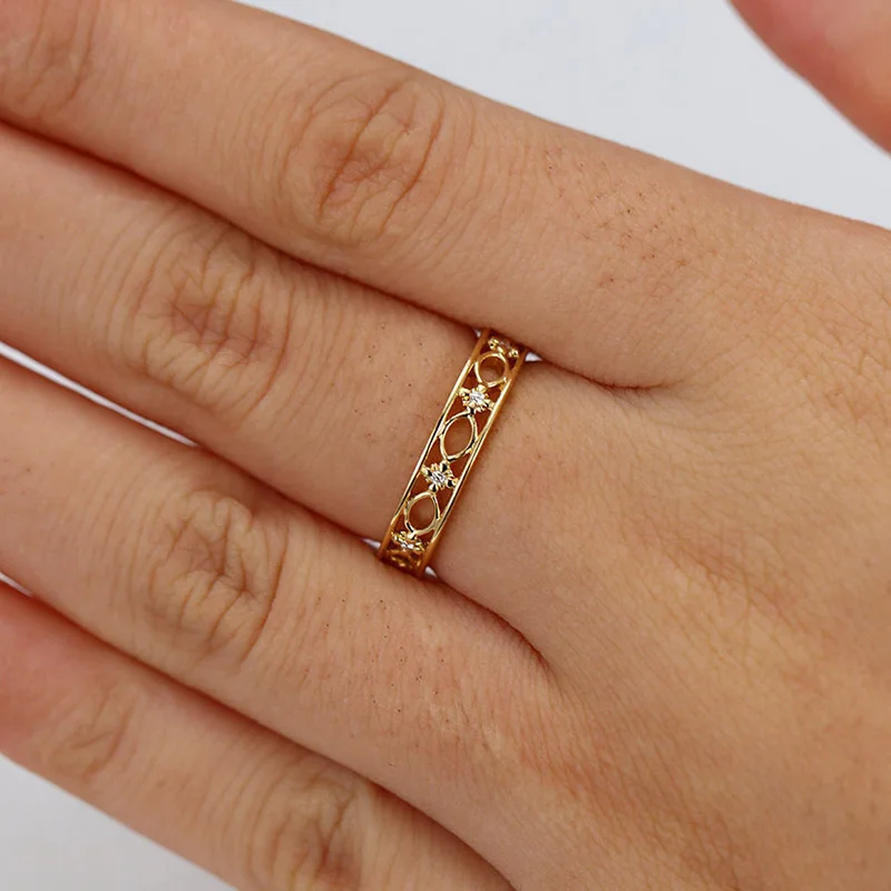 Фото Женское Винтажное кольцо ZHOUYANG золотистое в западном стиле с - купить