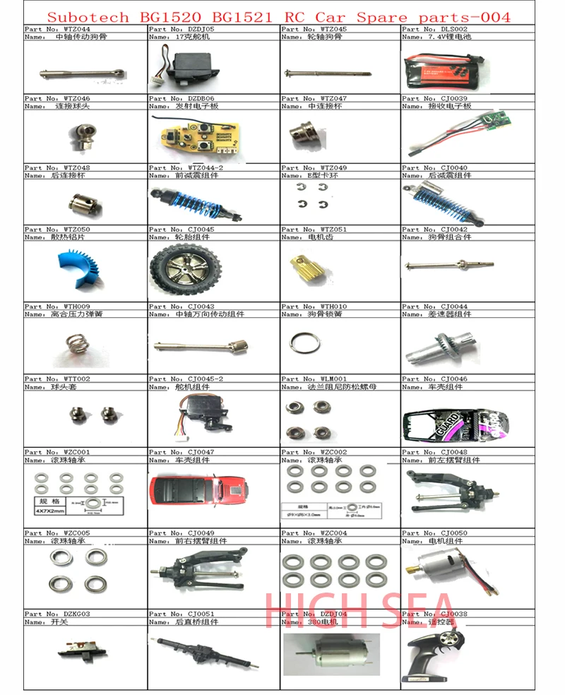 Subotech BG1520 BG1521 RC Запчасти для автомобиля-004 шиноходовой подшипник дифференциальный