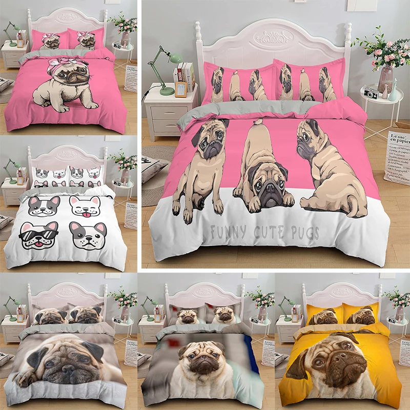 Trendy Puppy Pug Bedding Hippie Boho Style Pet Duvet Cover Set 
Trendy Puppy Pug Bedding Hippie Boho Style Pet Duvet Cover Set