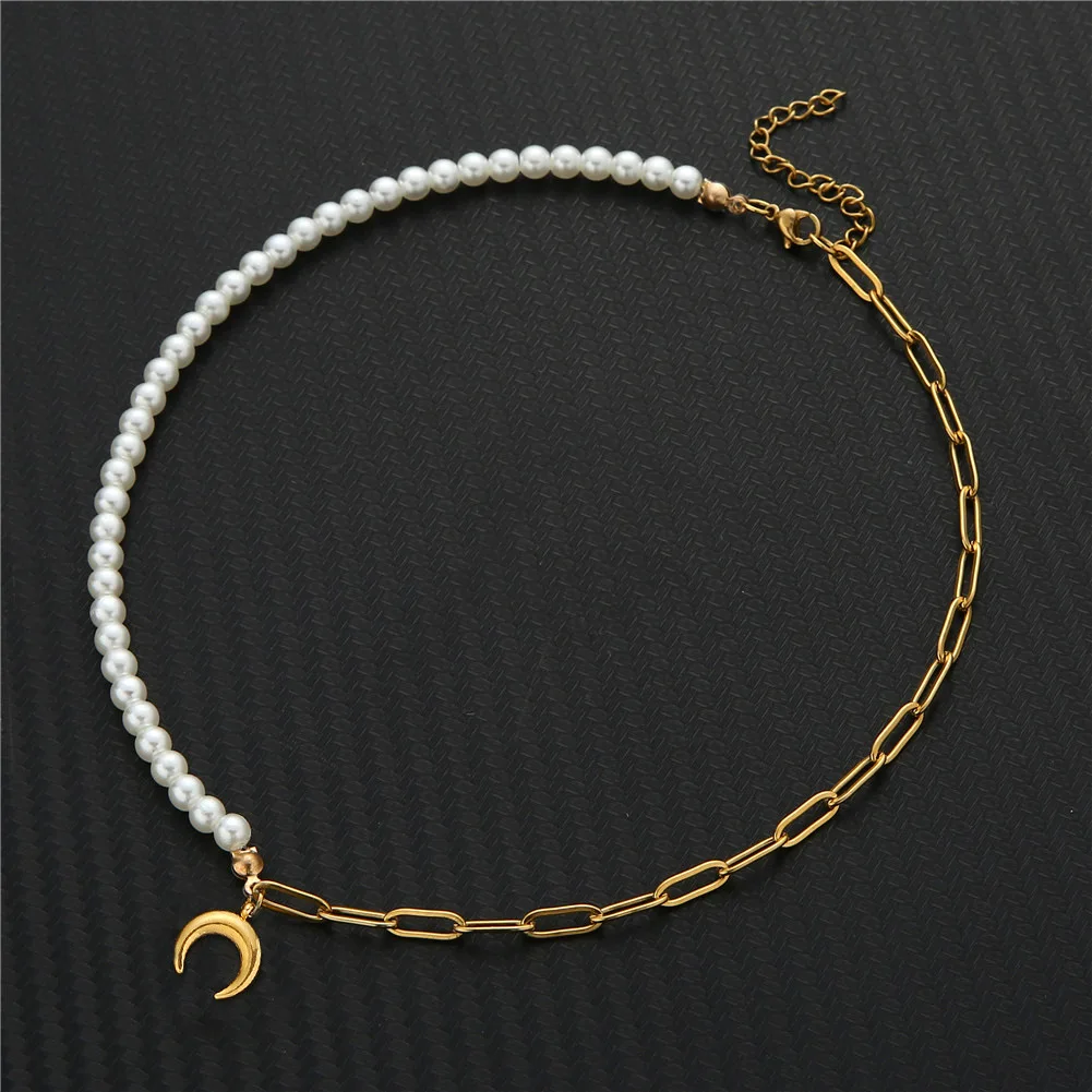 Stainless Steel Imitation Pearl Crescent Moon Pendant Necklaces For Girls Women Female Beaded Choker Collar Jewelry
Stainless Steel Imitation Pearl Crescent Moon Pendant Necklaces For Girls Women Female Beaded Choker Collar Jewelry