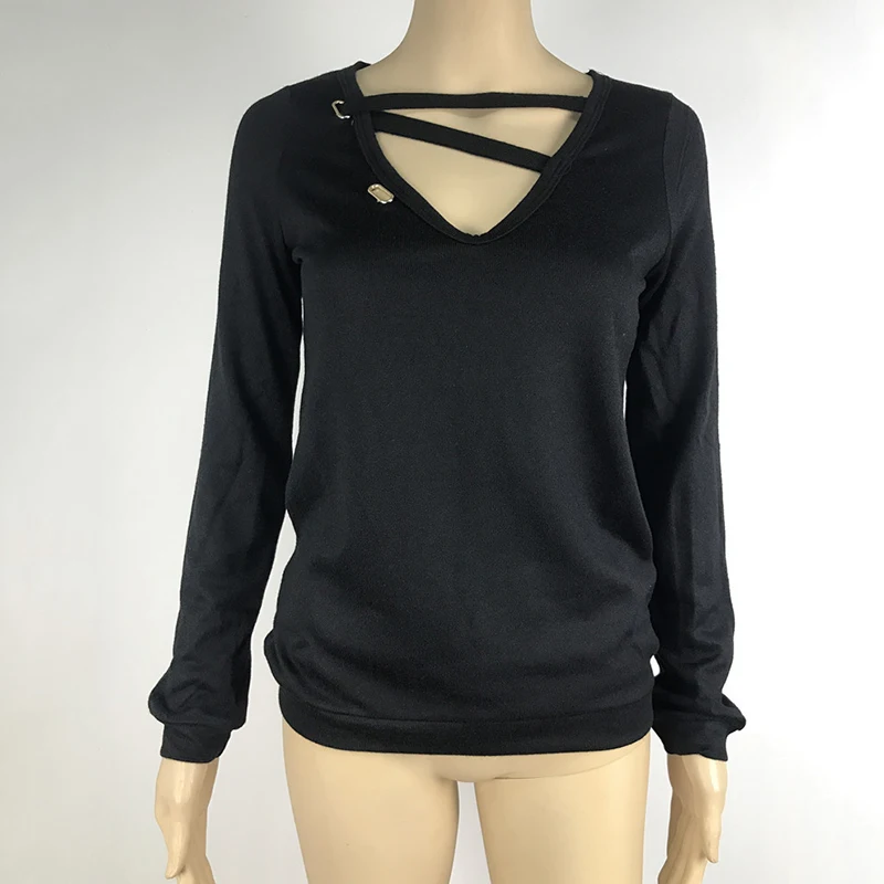 Special Hole Decoration 2020 New Arrival Women Tshirt Autumn V-neck Casual Style Easy Matching Clothes Popular Tops Hoting Sales
Special Hole Decoration 2020 New Arrival Women Tshirt Autumn V-neck Casual Style Easy Matching Clothes Popular Tops Hoting Sales