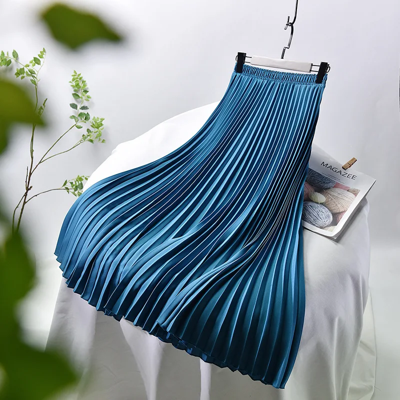 Женская плиссированная длинная юбка однотонная шифоновая ручной работы много
