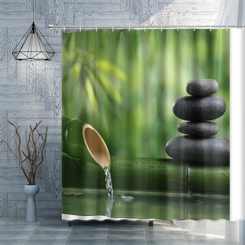 Zen Stone Bamboo Landscape Shower Curtain Green Plant Flowing Water Scenery Bathroom Curtains Waterproof Bath Decor With Hooks
Zen Stone Bamboo Landscape Shower Curtain Green Plant Flowing Water Scenery Bathroom Curtains Waterproof Bath Decor With Hooks
