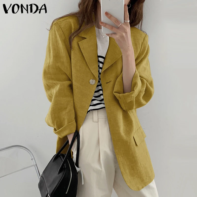 VONDA Autumn Women OL Style Blazer 2021 New Winter Collar Solid Color Long Sleeve Shirts Suit Blazers Casual Button Up Coats
VONDA Autumn Women OL Style Blazer 2021 New Winter Collar Solid Color Long Sleeve Shirts Suit Blazers Casual Button Up Coats