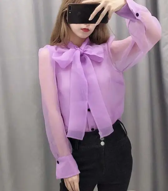 Sweet Women's Bow Tie Shirts Femme Transparent Shirts Lady Long Sleeve Bow Tie Tops
Sweet Women's Bow Tie Shirts Femme Transparent Shirts Lady Long Sleeve Bow Tie Tops