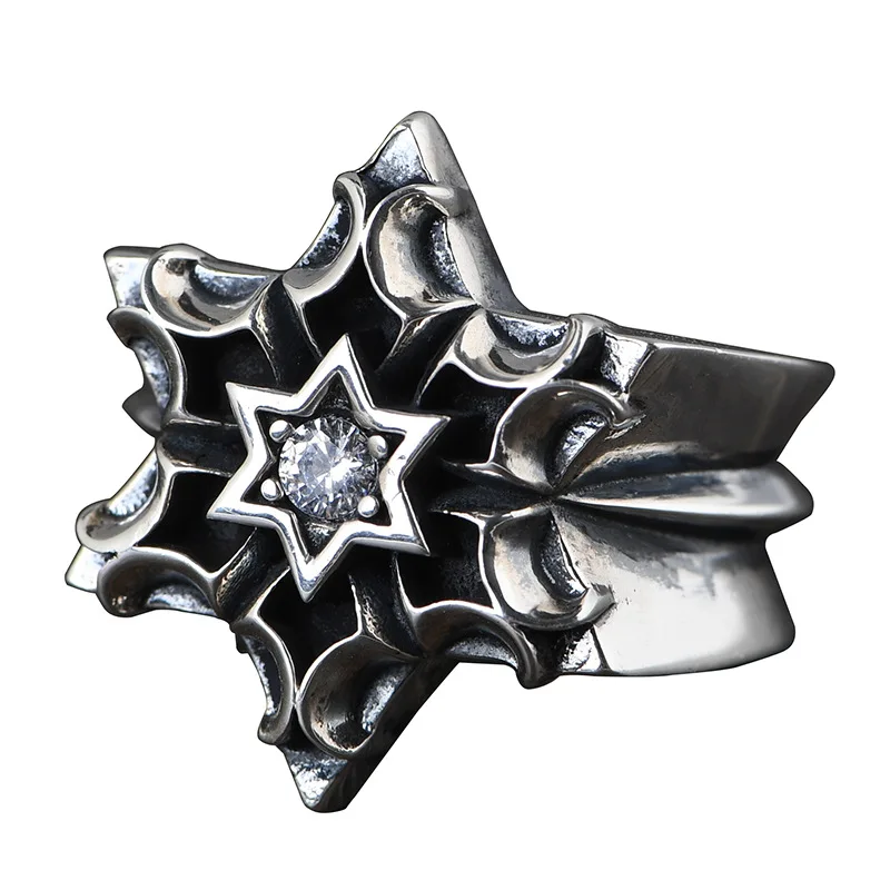 EarringS925 Sterling Silver Vintage Thai Silver Ring for Men Hexagram Star Pattern Retro Punk Rock Style Exaggerated Big Ring
EarringS925 Sterling Silver Vintage Thai Silver Ring for Men Hexagram Star Pattern Retro Punk Rock Style Exaggerated Big Ring