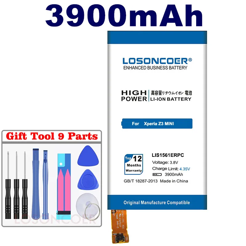 Аккумулятор LOSONCOER LIS1561ERPC 3900 мАч для SONY Xperia Z3 mini C4 E5303 E5333 E5363 E5306 Compact M55W D5833 SO
