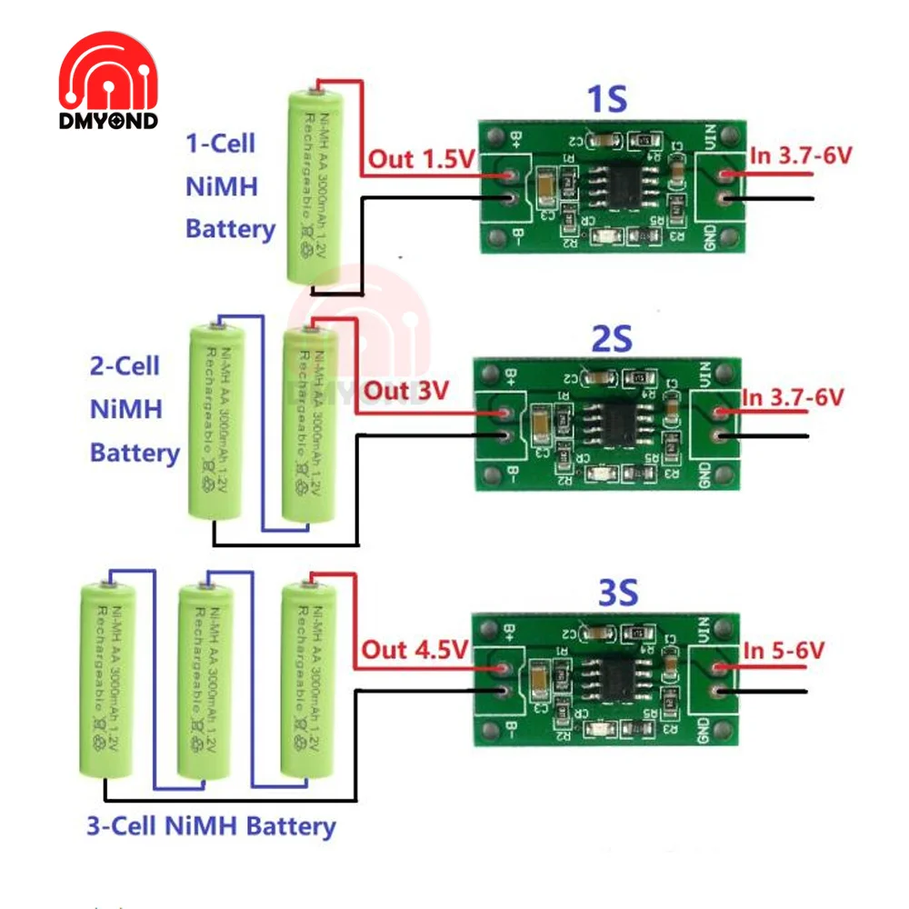 

1S 2S 3S CELL 1A NiMH Rechargeable Lithium Battery Smart Charger Module Charging voltage 1.5V 3V 4.5V 5V Input 3.7V-6V 5V 4.2V