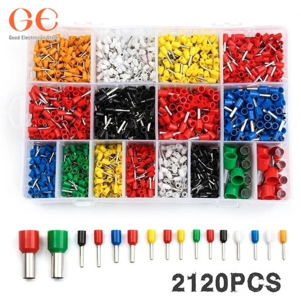2120 PCS Cord End Copper Electric Wire Crimp Connectors Insulated Cord Pin End Terminals Kit 22AWG-5AWG with Box 
2120 PCS Cord End Copper Electric Wire Crimp Connectors Insulated Cord Pin End Terminals Kit 22AWG-5AWG with Box