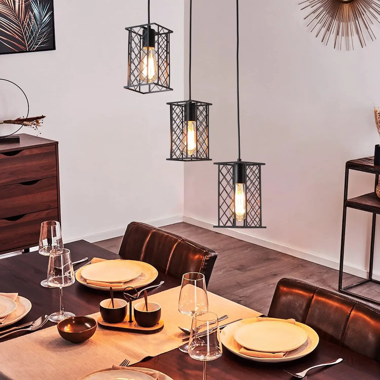 Retro pendant light, dining hanging lamp vintage, dining 3-flammig, height adjustable industrial restaurant lamp, kitchen lamp
Retro pendant light, dining hanging lamp vintage, dining 3-flammig, height adjustable industrial restaurant lamp, kitchen lamp