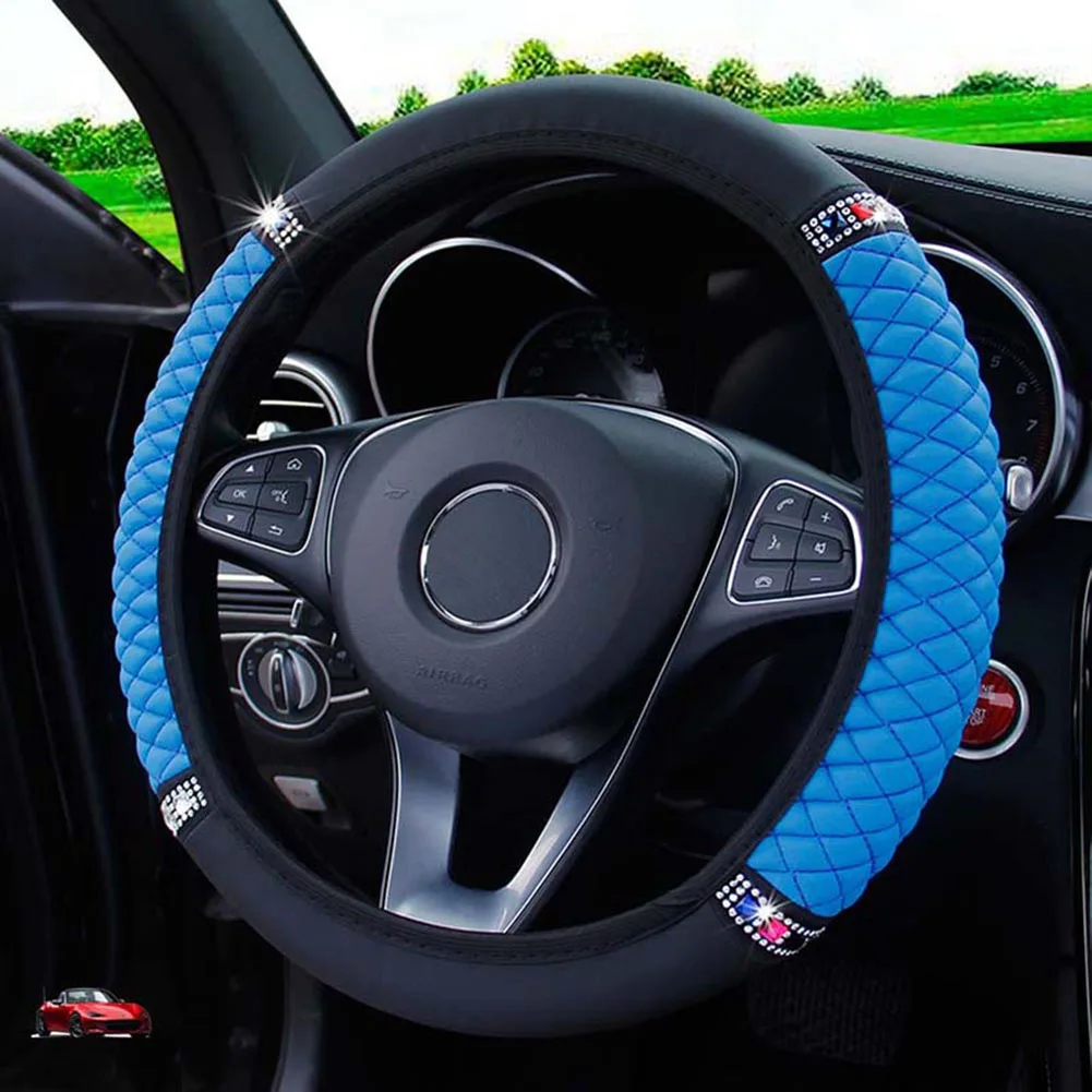 Car Steering Wheel Cover Auto Steering Wheel Leather Rhinestone Steering Wheel Cover Case Funda Volante Universal Car Accessory
Car Steering Wheel Cover Auto Steering Wheel Leather Rhinestone Steering Wheel Cover Case Funda Volante Universal Car Accessory