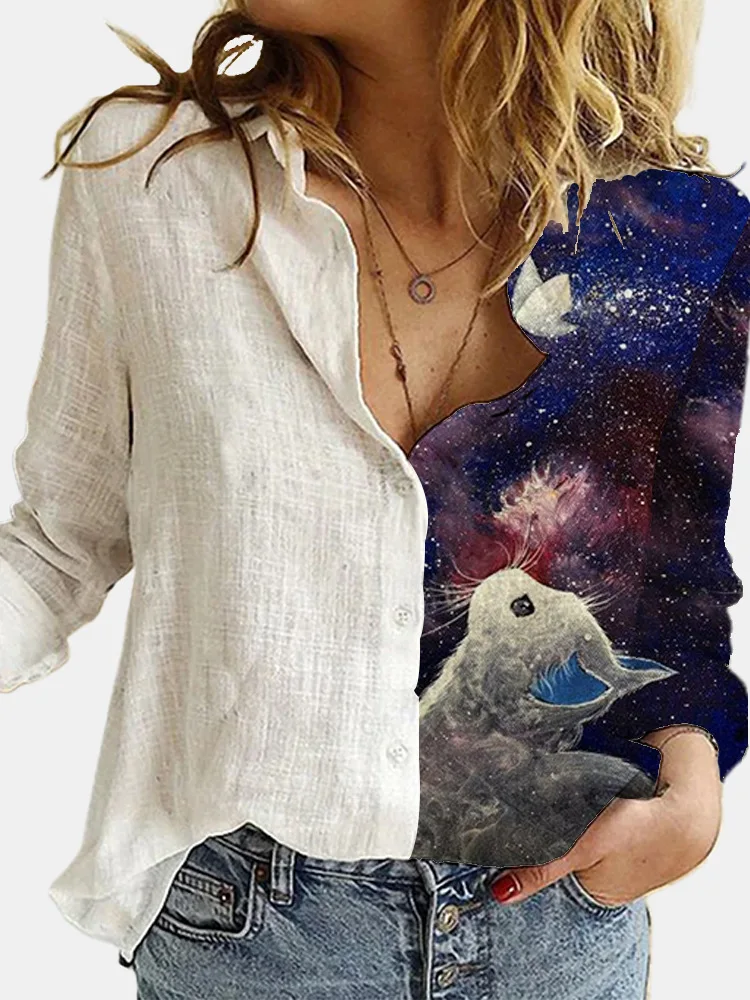 Cat Print Aprmhisy Turn Down Collar Long Sleeve Blouse Women Shirts Elegant Print Autumn Casual Office Button Shirt Tops 2021
Cat Print Aprmhisy Turn Down Collar Long Sleeve Blouse Women Shirts Elegant Print Autumn Casual Office Button Shirt Tops 2021