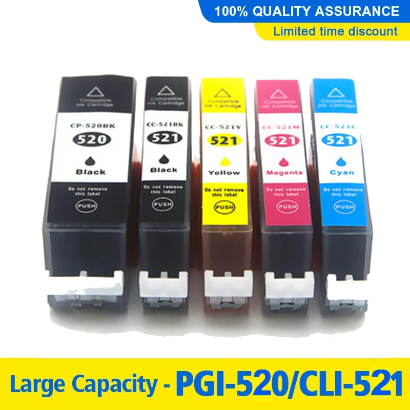 Compatible Ink Cartridge PGI-520 CLI-521 For MP550 560 MP620 MP630 MP640 MP980 MP990 MX860 870 IP3600 IP4600 IP4700 Printer
Compatible Ink Cartridge PGI-520 CLI-521 For MP550 560 MP620 MP630 MP640 MP980 MP990 MX860 870 IP3600 IP4600 IP4700 Printer