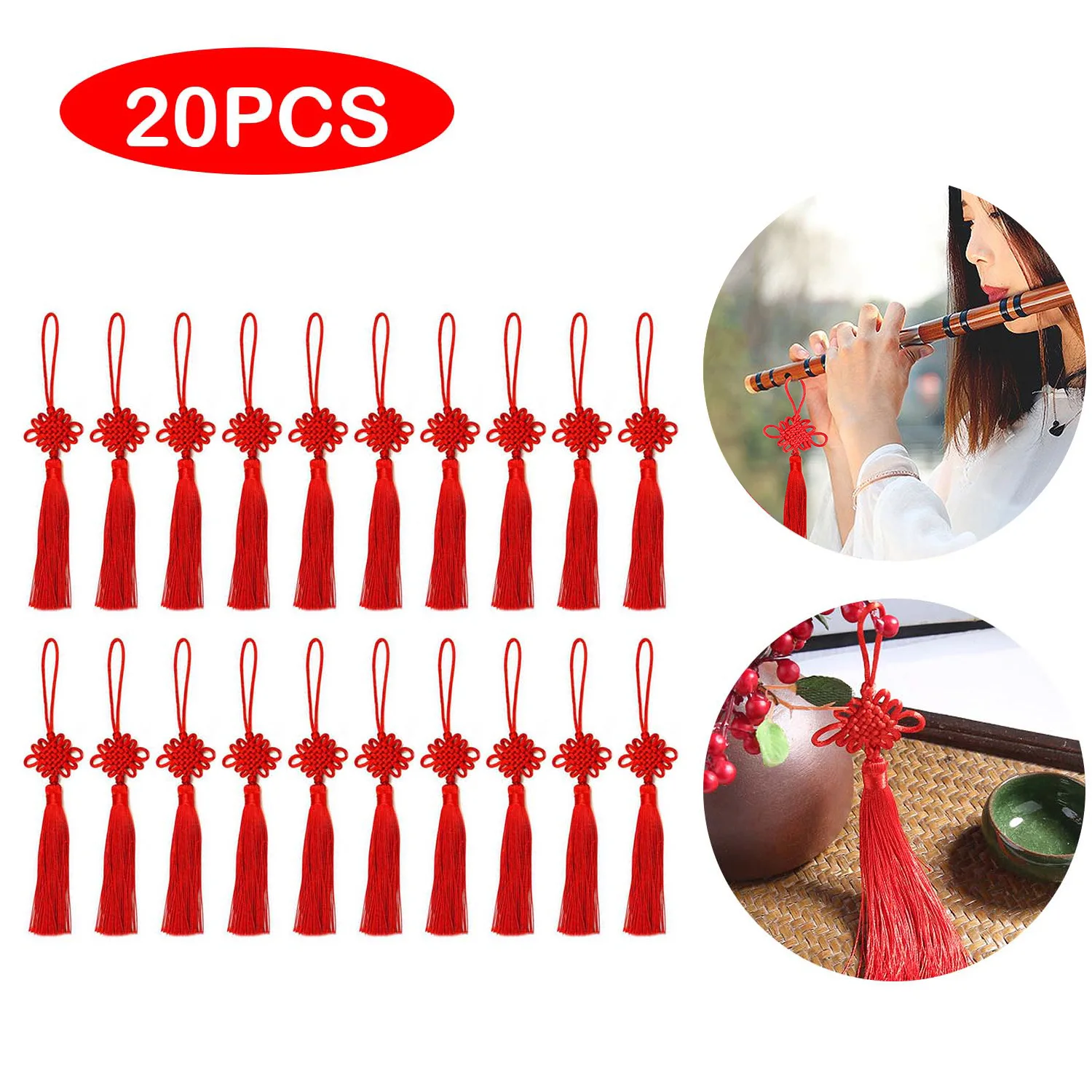 Behogar 20pcs Handmade Chinese Knot Tassel Good Luck Chinese Charms Spring Festival Decorations for New Year Gifts
Behogar 20pcs Handmade Chinese Knot Tassel Good Luck Chinese Charms Spring Festival Decorations for New Year Gifts