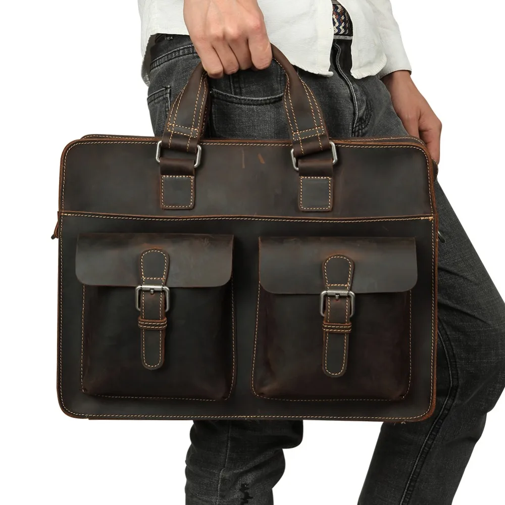 2021 Vintage Men's Cow Genuine Leather Briefcase Crazy Horse Leather Messenger Bag Male Laptop Bag Men Business Travel Bag
2021 Vintage Men's Cow Genuine Leather Briefcase Crazy Horse Leather Messenger Bag Male Laptop Bag Men Business Travel Bag