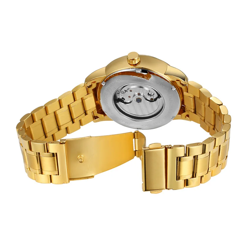 Forsining Men Gold Sun Moon Phase Mechanical Watch Stainless Steel Men's Watch Luxury Brand Automatic Military Watch Business
Forsining Men Gold Sun Moon Phase Mechanical Watch Stainless Steel Men's Watch Luxury Brand Automatic Military Watch Business