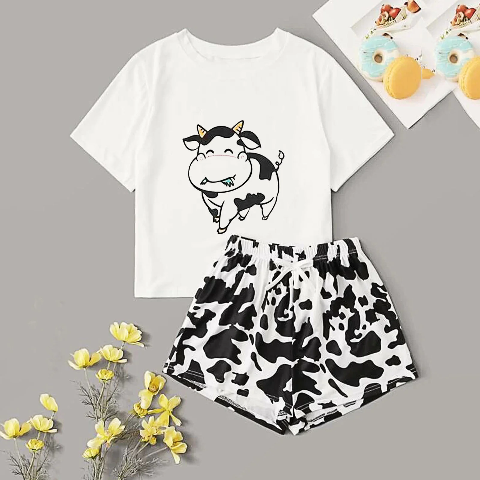 Cow Printed Pajama Sets Womens Casual Super Soft Night Suits For Women Ensemble Pyjama Femme Shorts Set Women Nightwear Pijamas
Cow Printed Pajama Sets Womens Casual Super Soft Night Suits For Women Ensemble Pyjama Femme Shorts Set Women Nightwear Pijamas
