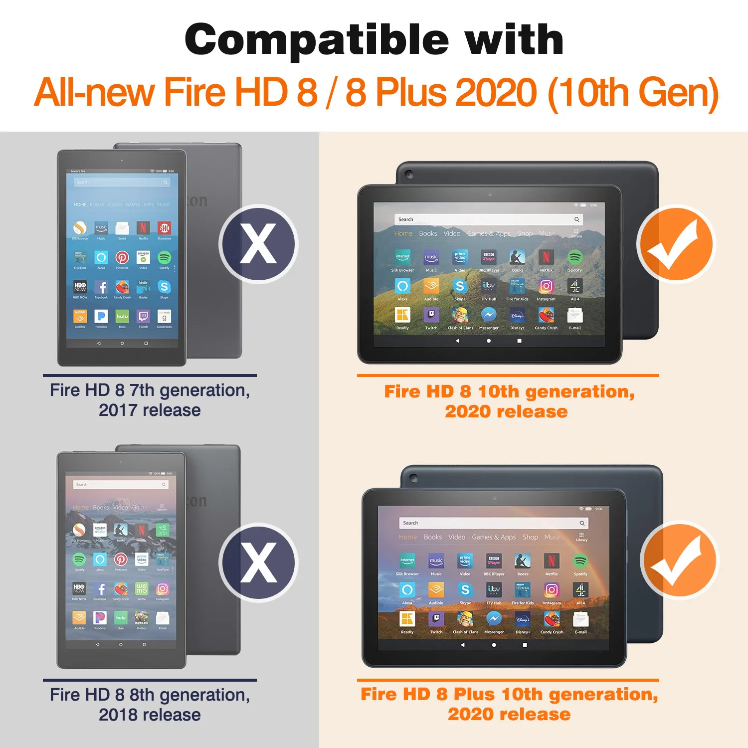 Чехол MoKo для нового планшета Kindle Fire HD 8 и Plus (10-го поколения 2020 выпуска) тонкий