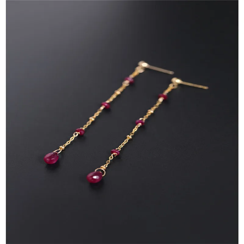 DMBS321 Faceted Ruby Earrings Women’s Natural 14K Gold Injection Tassel Earrings Gift Customization 
DMBS321 Faceted Ruby Earrings Women’s Natural 14K Gold Injection Tassel Earrings Gift Customization