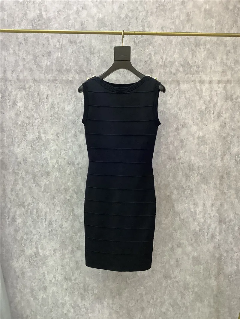 High Quality Women Summer Fashion Vintage Elegant Stretch Button Knitted Sleeveless Dress
High Quality Women Summer Fashion Vintage Elegant Stretch Button Knitted Sleeveless Dress