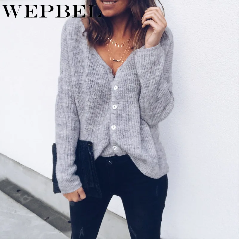 WEPBEL Women Fashion Autumn Winter Loose Warm Knitted Cardigan Sweater Single Breasted V-Neck Long Sleeves Sweaters Plus Size
WEPBEL Women Fashion Autumn Winter Loose Warm Knitted Cardigan Sweater Single Breasted V-Neck Long Sleeves Sweaters Plus Size