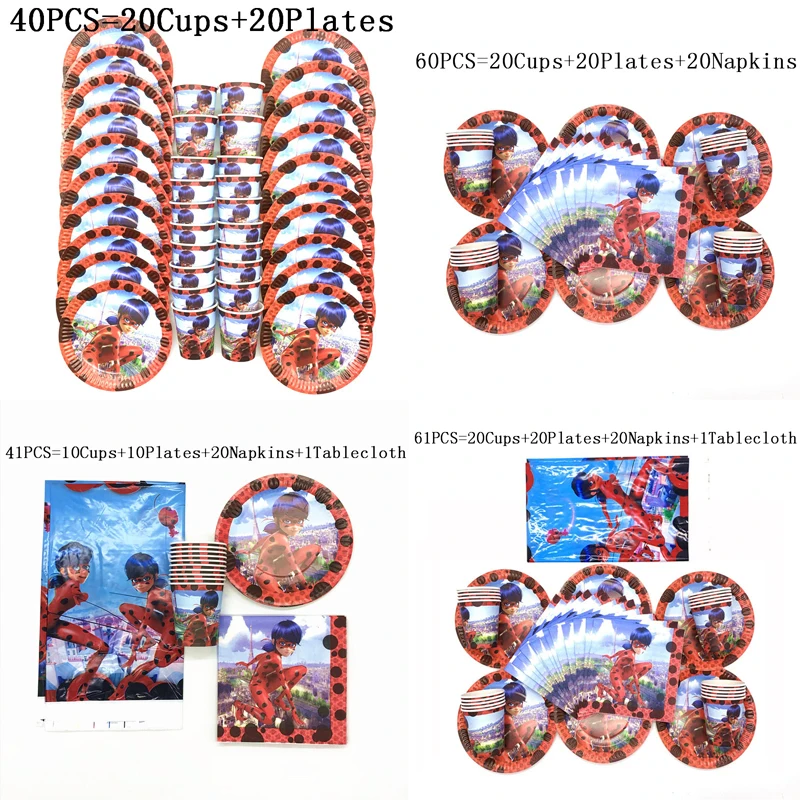 61pcs Cartoon Ladybird Birthday Party Decorations Supplies Cups Plates Baby Shower Disposable Napkins Tablecloth Tableware Set
61pcs Cartoon Ladybird Birthday Party Decorations Supplies Cups Plates Baby Shower Disposable Napkins Tablecloth Tableware Set