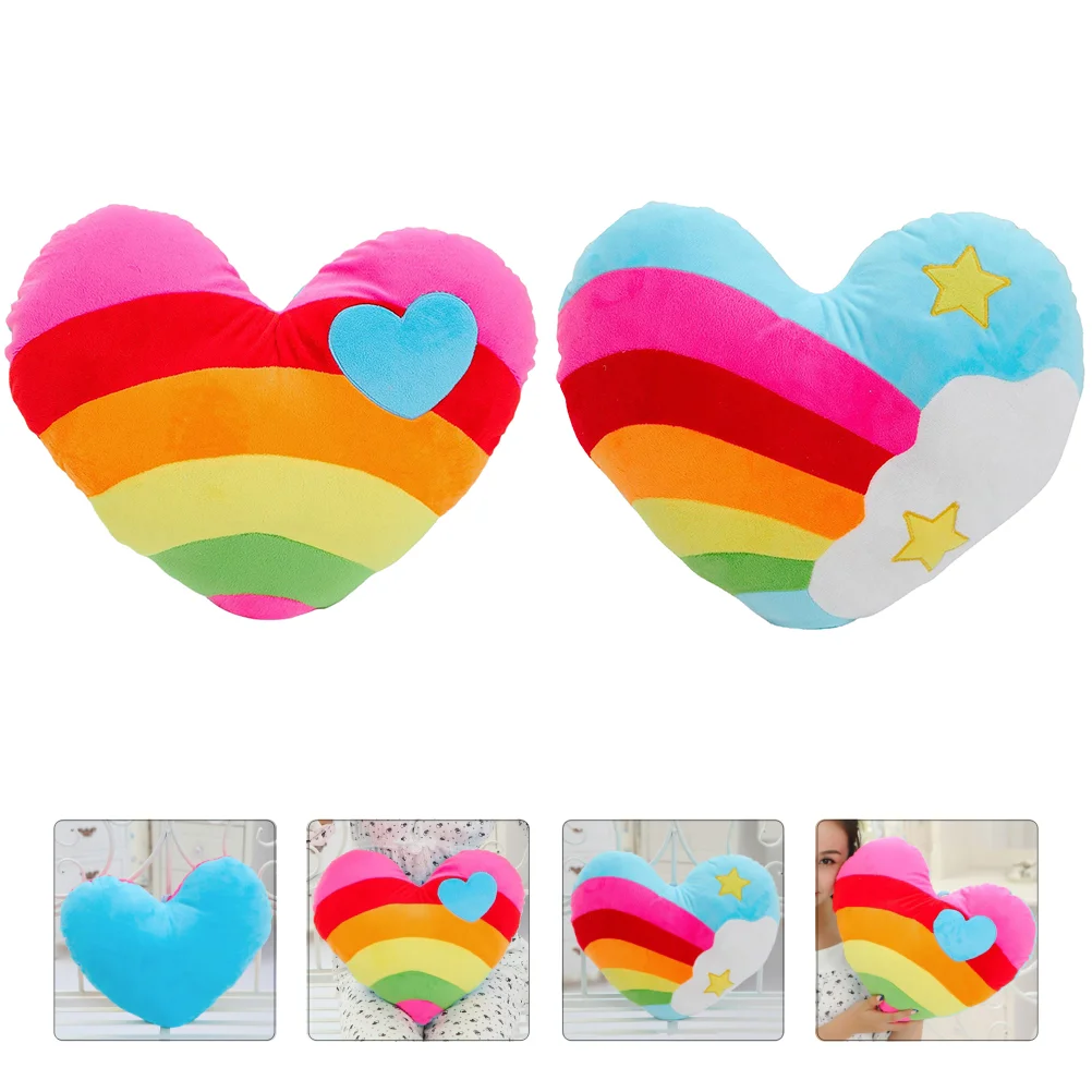 2pcs Heart Shape Rainbow Color Throw Pillows Cushions for Friends (Colorful) 
2pcs Heart Shape Rainbow Color Throw Pillows Cushions for Friends (Colorful)