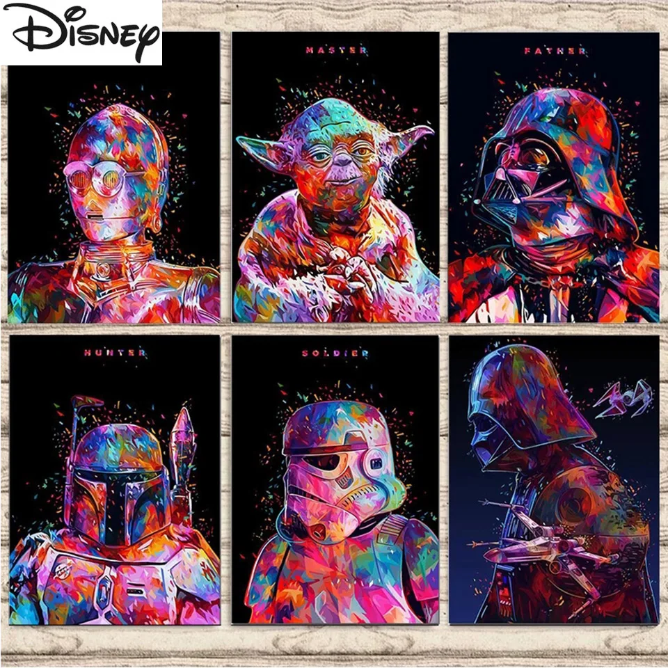

Star Wars Diamond Painting Watercolor Wall Art 5D Diamond Embroidery Mosaic Cross Stitch Kits Movie Characters Home Decor Gift