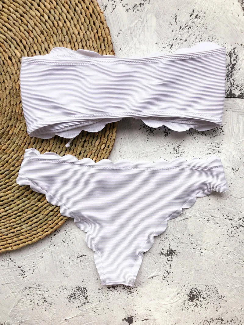 New Sexy Scalloped Bandeau Swimwear Women Lace Up Two Piece Swimsuit Push Up Bikini Set Biquini Padded Bathing Suits Beach Wear 
New Sexy Scalloped Bandeau Swimwear Women Lace Up Two Piece Swimsuit Push Up Bikini Set Biquini Padded Bathing Suits Beach Wear
