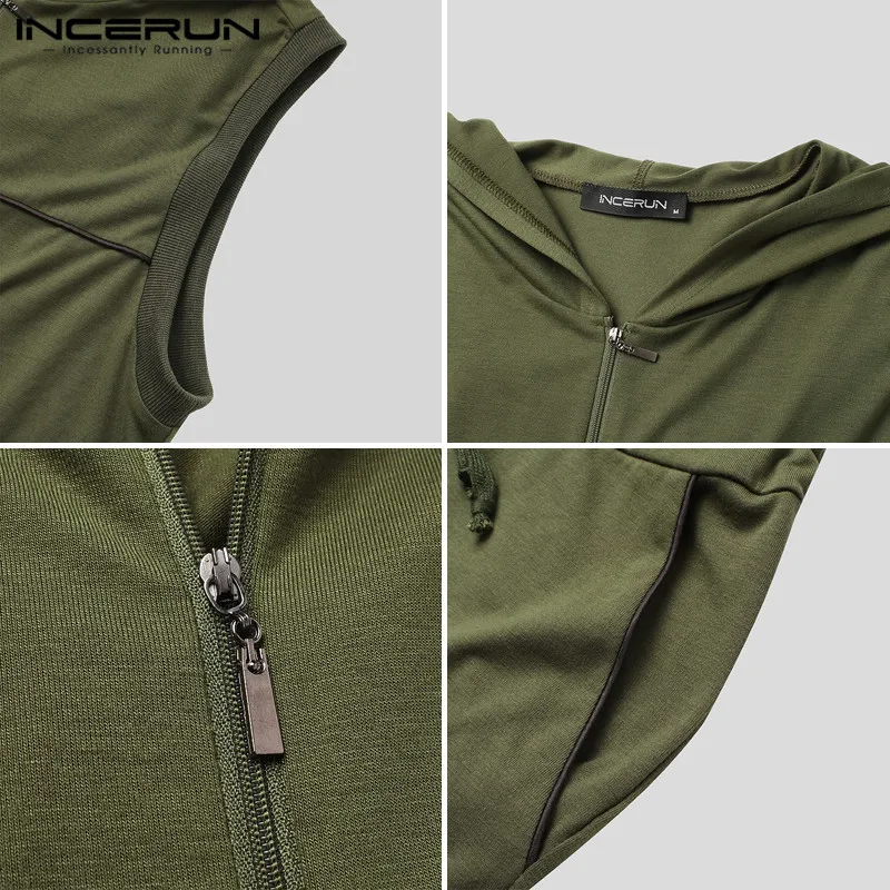 INCERUN Fashion Men Rompers Solid Color Workout Joggers Casual Zipper Playsuit Sleeveless Hooded Lace Up Men Jumpsuits Overalls
INCERUN Fashion Men Rompers Solid Color Workout Joggers Casual Zipper Playsuit Sleeveless Hooded Lace Up Men Jumpsuits Overalls