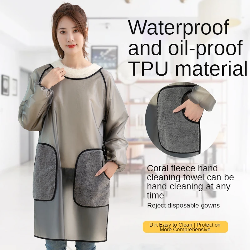 Transparent TPU Long-Sleeve Apron Women's Household Kitchen Waterproof Oil Adults Gowns Erasable Hand Dog Cat Pet Grooming Cloth
Transparent TPU Long-Sleeve Apron Women's Household Kitchen Waterproof Oil Adults Gowns Erasable Hand Dog Cat Pet Grooming Cloth