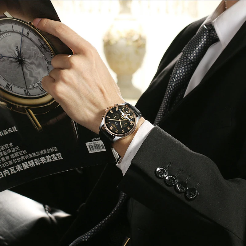 KINYUED Skeleton Tourbillon Mechanical Watch Men Automatic Classic Rose Gold Leather Mechanical Wrist Watches Reloj Hombre 2020
KINYUED Skeleton Tourbillon Mechanical Watch Men Automatic Classic Rose Gold Leather Mechanical Wrist Watches Reloj Hombre 2020