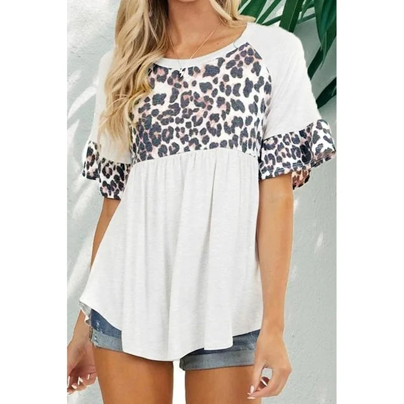 Летние женские футболки, одежда с леопардовым принтом разных цветов с короткими рукавами свободные топы для модных женщин Открытое платье ...
Летние женские футболки, одежда с леопардовым принтом разных цветов с короткими рукавами свободные топы для модных женщин Открытое платье ...