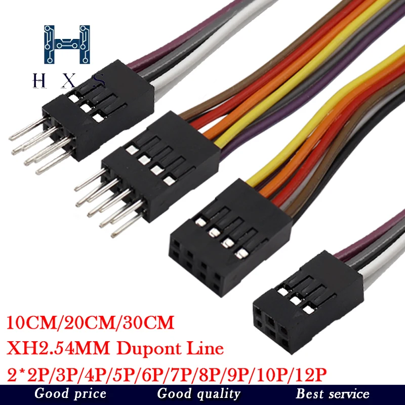 

5PCS XH2.54MM 30CM Male Female Terminal Wire Dupont Line Double Raw 2*2P/3P/4P/5P/6P/7P/8P/9P/10P/12PIN 200mm cable connector