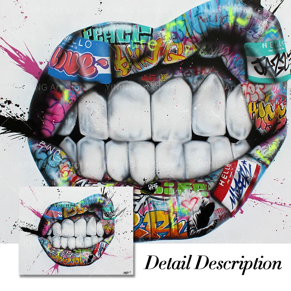 Smiley Teeth Modern Graffiti Street Art Canvas Painting Poster Print Wall Art Picture For Living Room Home Decor Frameless
Smiley Teeth Modern Graffiti Street Art Canvas Painting Poster Print Wall Art Picture For Living Room Home Decor Frameless