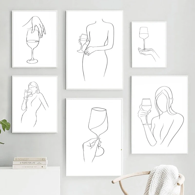 Wine Line Drawing Art Print Black and White Abstract Sexy Woman Wine Lover Poster Canvas Painting Wine Wall Decor Gift Kitchen
Wine Line Drawing Art Print Black and White Abstract Sexy Woman Wine Lover Poster Canvas Painting Wine Wall Decor Gift Kitchen