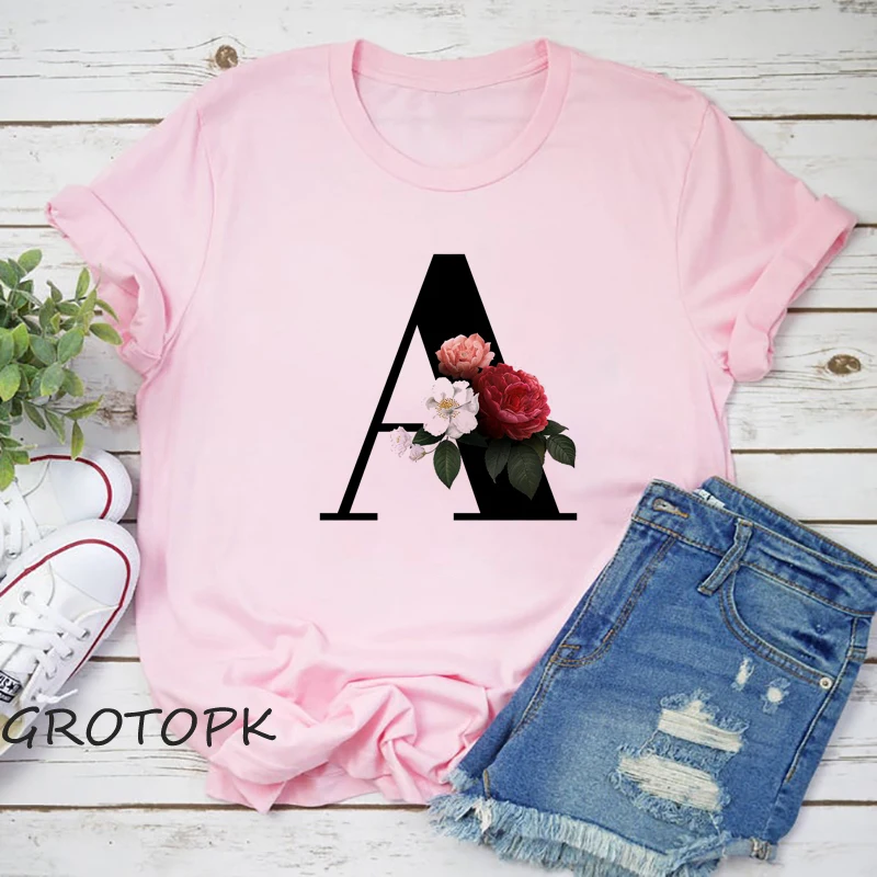 Cute Flower Letter Print Women T-sihrt Fashion Short Sleeve Pink Top Women Harajuku Comfortable Casaul Top Tee Shirt Female
Cute Flower Letter Print Women T-sihrt Fashion Short Sleeve Pink Top Women Harajuku Comfortable Casaul Top Tee Shirt Female