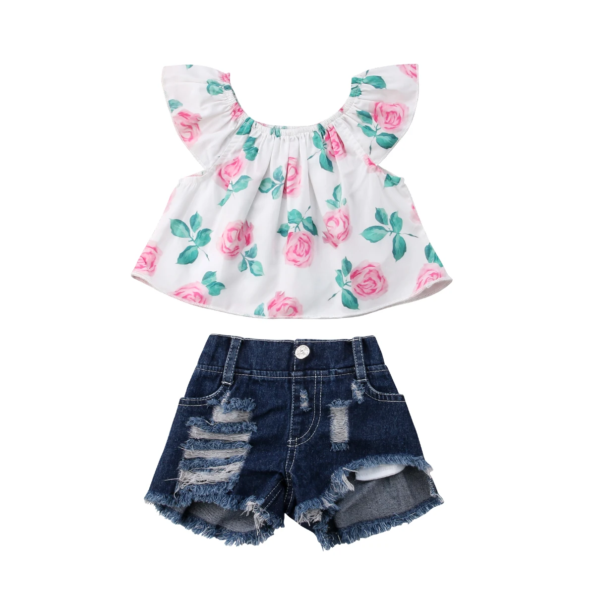 2PCS Fashion Baby Girl Flower Off Shoulder Top Denim Jeans Pants Outfits Clothes Floral Crop Tops Hole Denim Pants Jean 
2PCS Fashion Baby Girl Flower Off Shoulder Top Denim Jeans Pants Outfits Clothes Floral Crop Tops Hole Denim Pants Jean