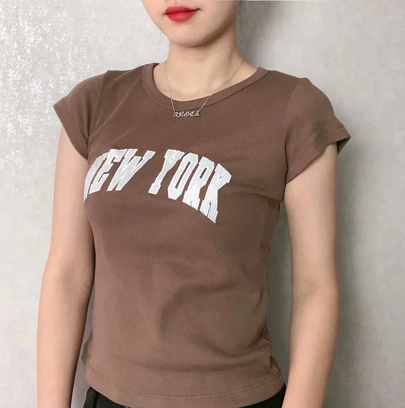 UNUTH Girls Slim Cotton Tshirts 2021 Summer Fashion Ladies Soft Bomb Tees Casual Female Chic Tops Vintage Women Cute | Женская одежда