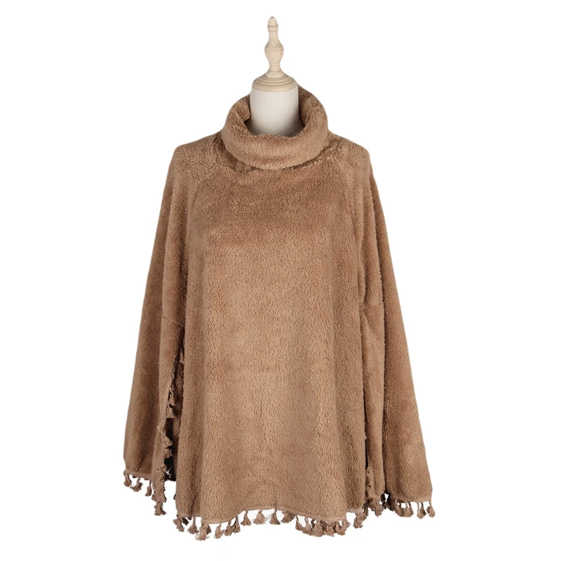 Casual Loose Cloak Pullover with Tassel Women Patchwork Batwing Sleeve Turtleneck Female Autumn Winter Tops Outerwear
Casual Loose Cloak Pullover with Tassel Women Patchwork Batwing Sleeve Turtleneck Female Autumn Winter Tops Outerwear