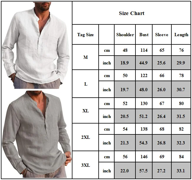 Men Spring Long Sleeve T-Shirt Casual V-Neck Buttons Shirts Beach Blouse Top Tee
