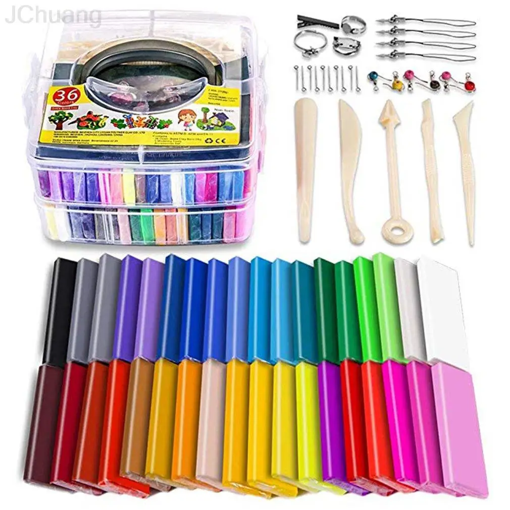 Polymer Clay Starter Kit 36 Colors Oven Bake Clay Baking Modeling Clay DIY Soft Craft Clay Accessories and Storage Box 36 Blocks
Polymer Clay Starter Kit 36 Colors Oven Bake Clay Baking Modeling Clay DIY Soft Craft Clay Accessories and Storage Box 36 Blocks